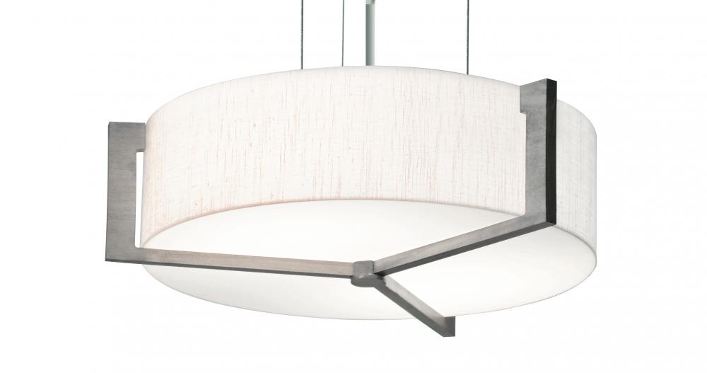 Apex 14'' LED Pendant - Weathered Grey Finish - Linen White Shade