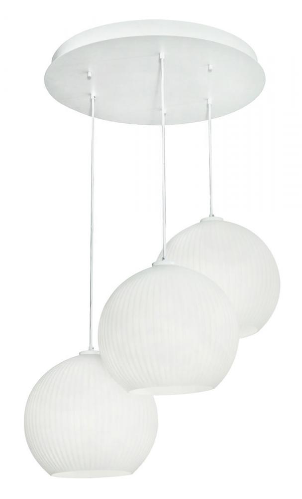 Cleo 3 Light Round Pendant,120V,White