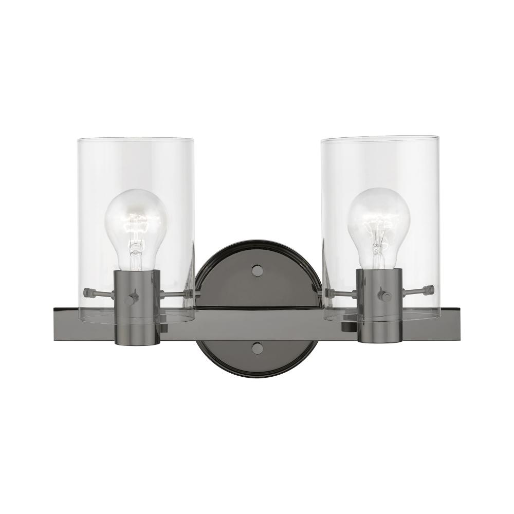 2 Light Black Chrome Vanity Sconce