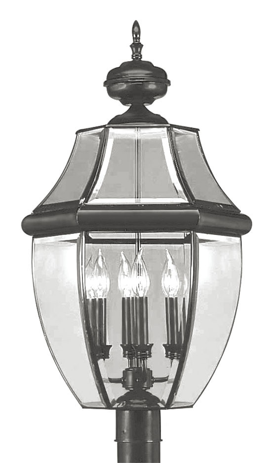 4 Light Black Outdoor Post Lantern