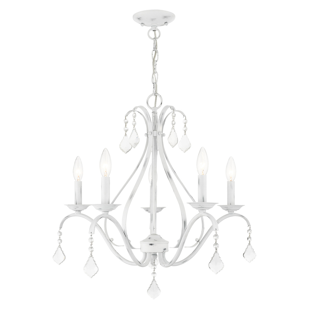 5 Lt Antique White Chandelier