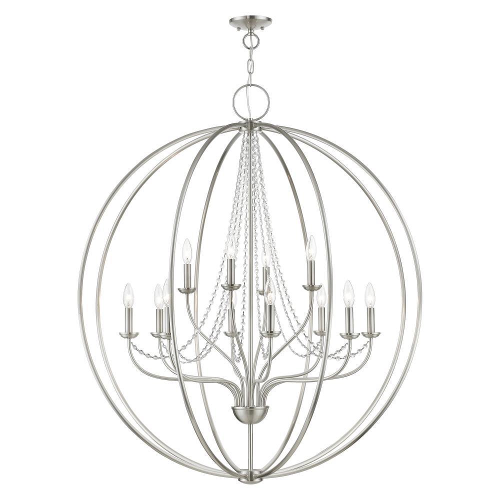 12 Light Brushed Nickel Grande Foyer Chandelier