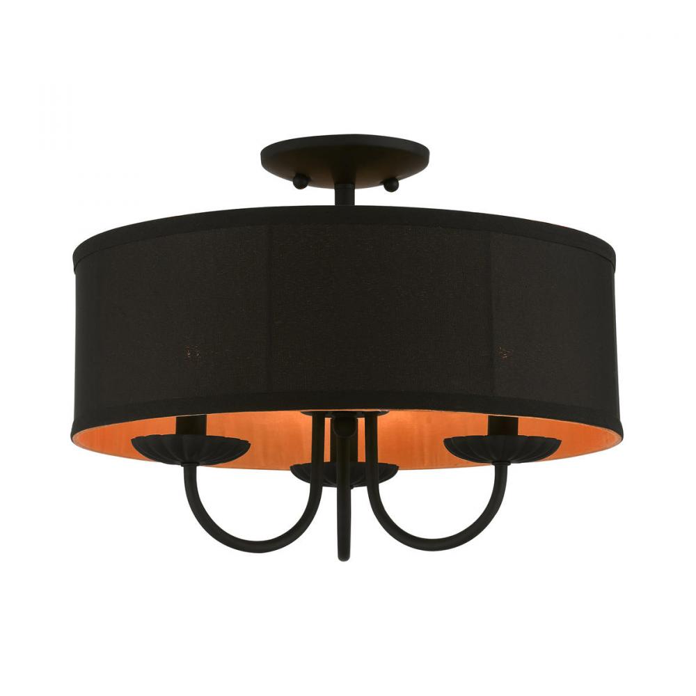 3 Light Black Semi-Flush Mount