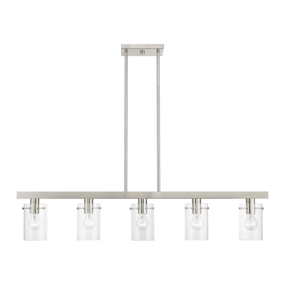 5 Light Brushed Nickel Linear Chandelier