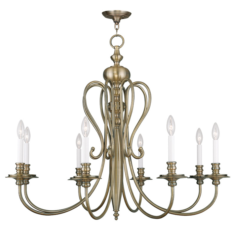 8 Light Antique Brass Chandelier