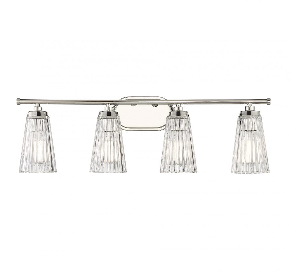 Chantilly 4-Light Bathroom Vanity Light in Polished Nickel