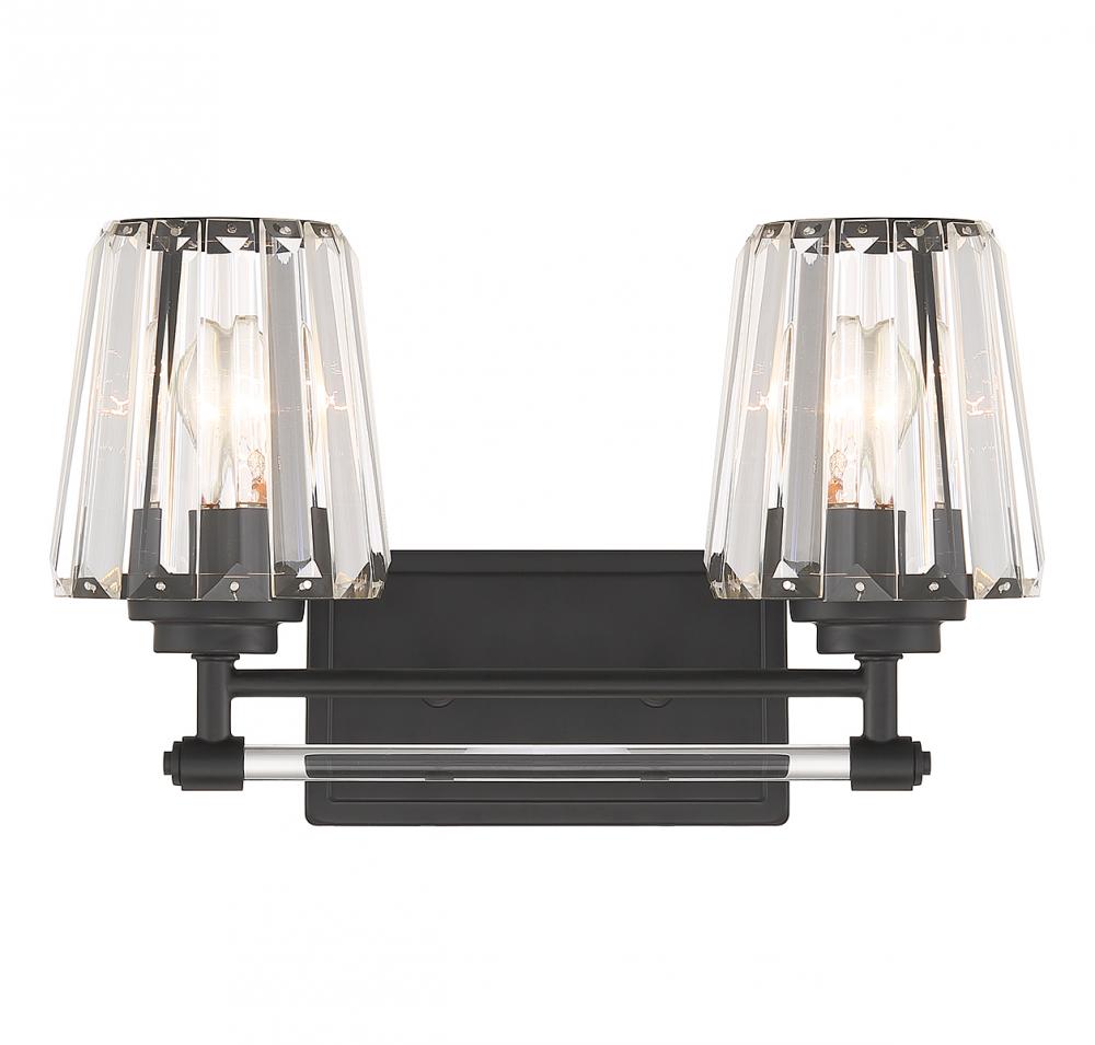 Garnet 2-Light Bathroom Vanity Light in Matte Black