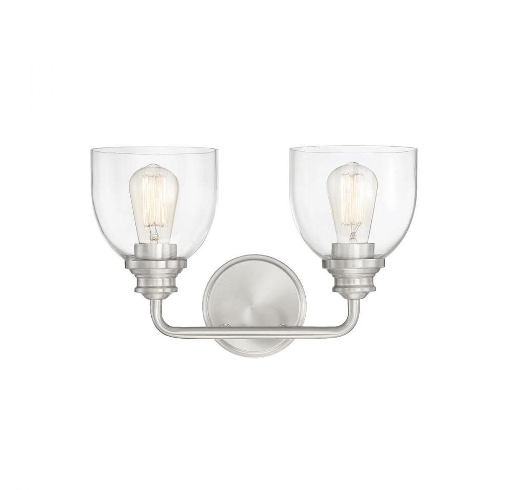 Vale 2-Light Bathroom Vanity Light in Satin Nickel