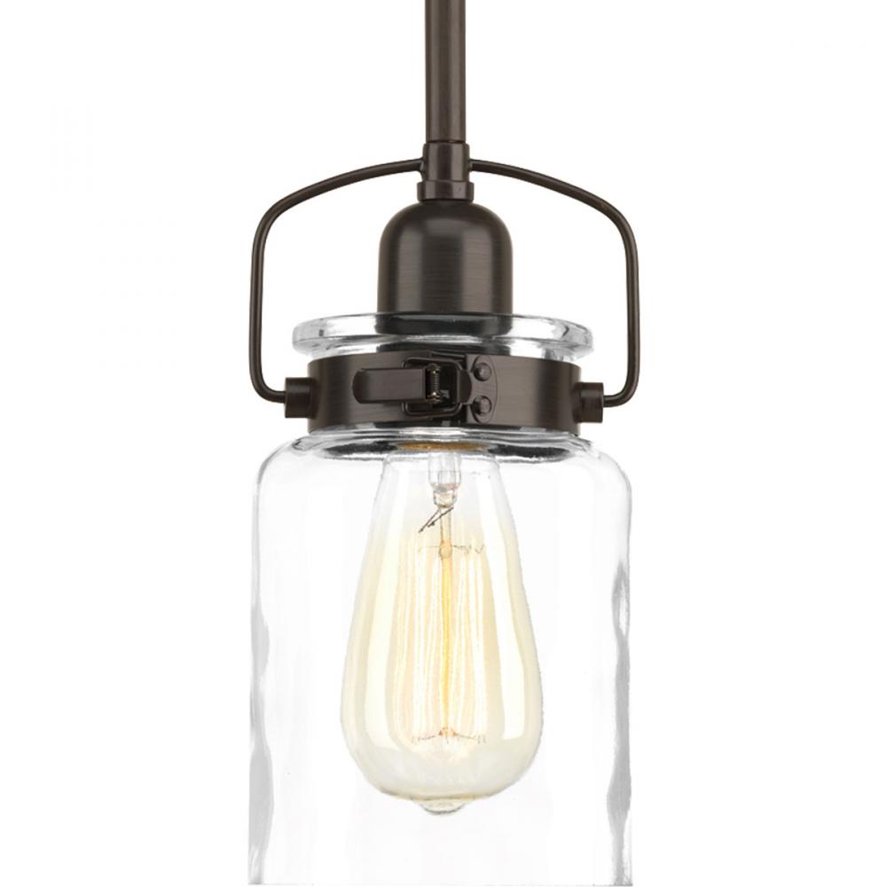 Calhoun Collection One-Light Antique Bronze Clear Glass Farmhouse Mini-Pendant Light