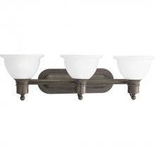 Progress P3163-20 - Madison Collection Three-Light Antique Bronze Etched Glass Traditional Bath Vanity Light