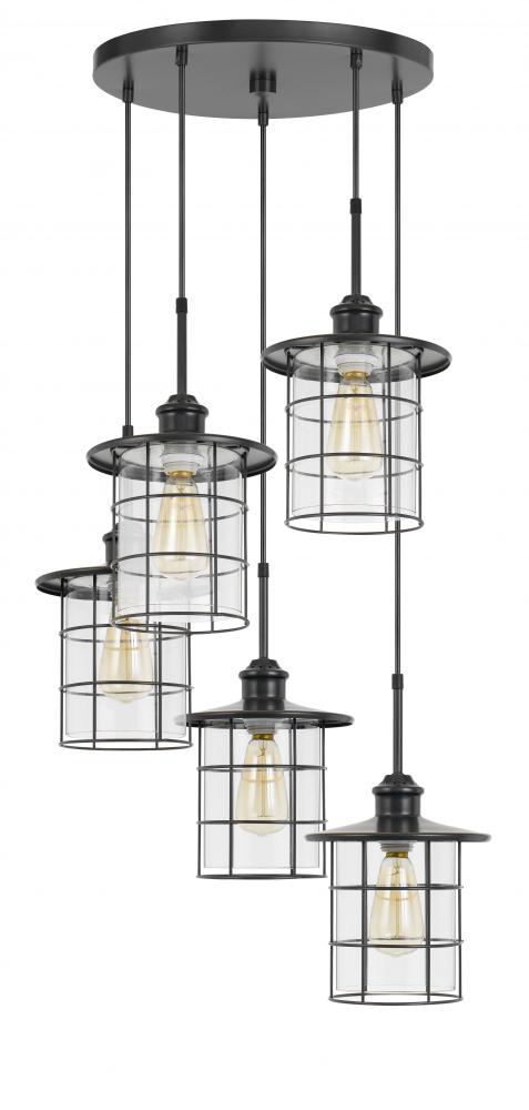 60W X 5 Silverton Metal/Glass Pendant Fixture (Edison Bulbs Included)