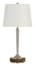 CAL Lighting BO-2778TB - 28.5" Height Metal Table Lamp in Brushed Steel and Wood Finish