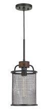 CAL Lighting FX-3720-1 - Aberdeen Mesh Metal/Wood Pendant Light (Edison Bulb Not included)