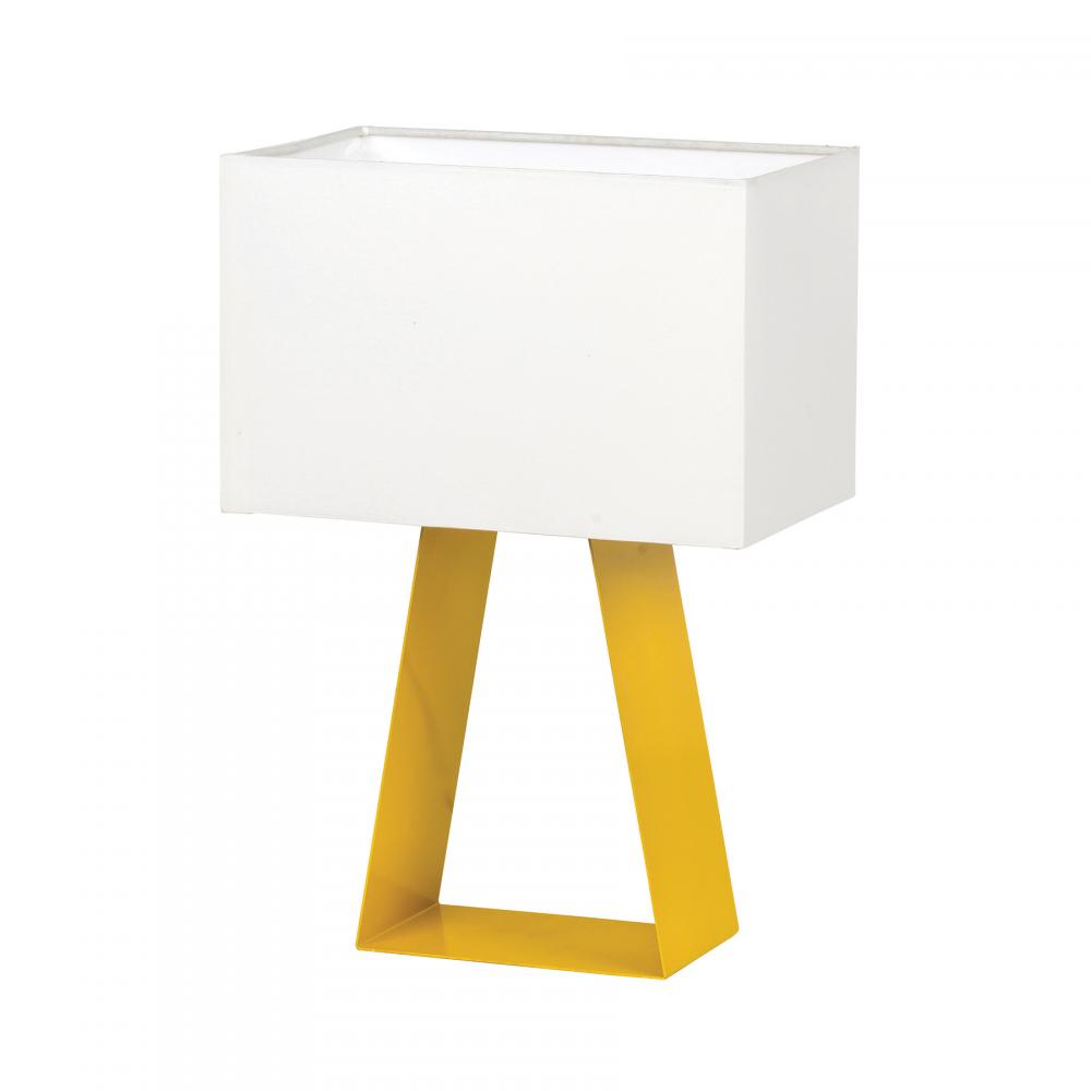 BL29A, Yellow Base with Rectangular White Fabric Hardback Shade