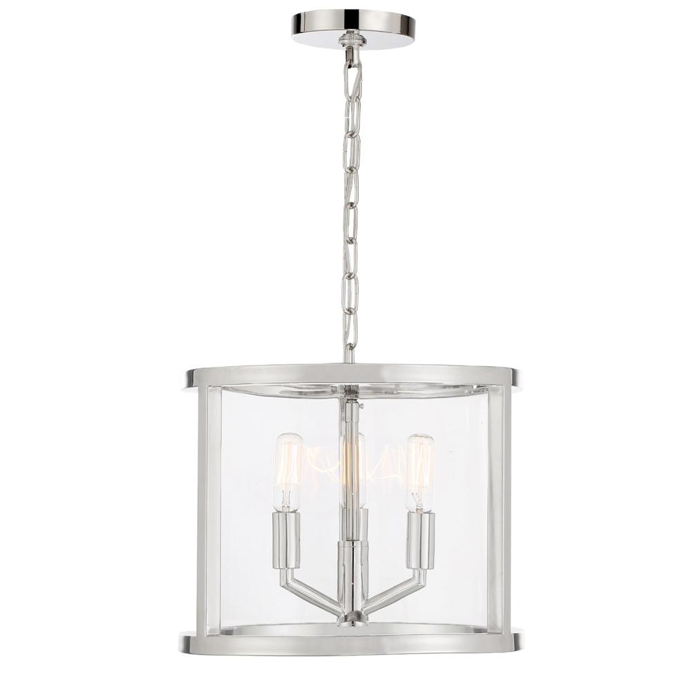 Libby Langdon Devon 3 Light Polished Nickel Lantern Chandelier