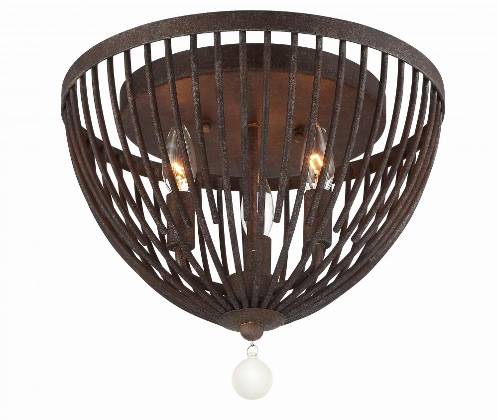 Duval 3 Light Forged Bronze Flush Mount