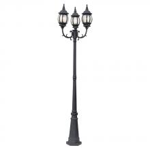 Trans Globe 4090 BK - Parkway 91.5-In. 3-Light, 3-Lantern Heads Complete Outdoor Pole Light Set