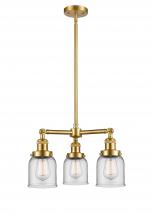 Innovations Lighting 207-SG-G52-LED - Bell - 3 Light - 19 inch - Satin Gold - Stem Hung - Chandelier