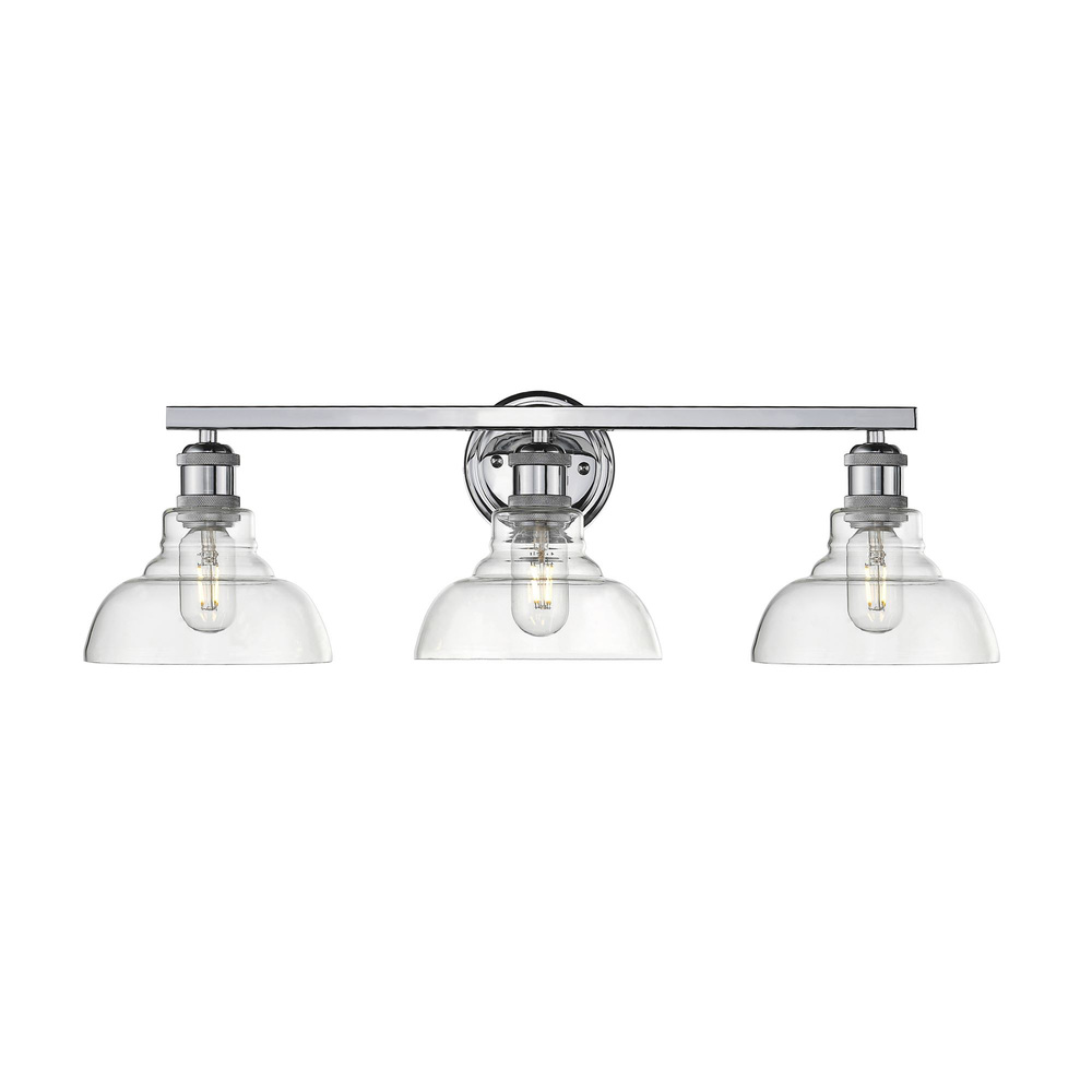 Carver 3-Light Bath Vanity in Chrome with Clear Glass Shades