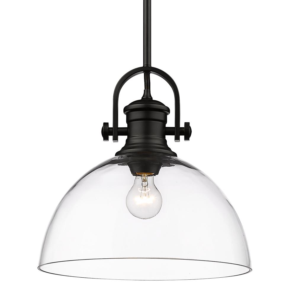 Hines 1-Light Pendant in Matte Black with Clear Glass