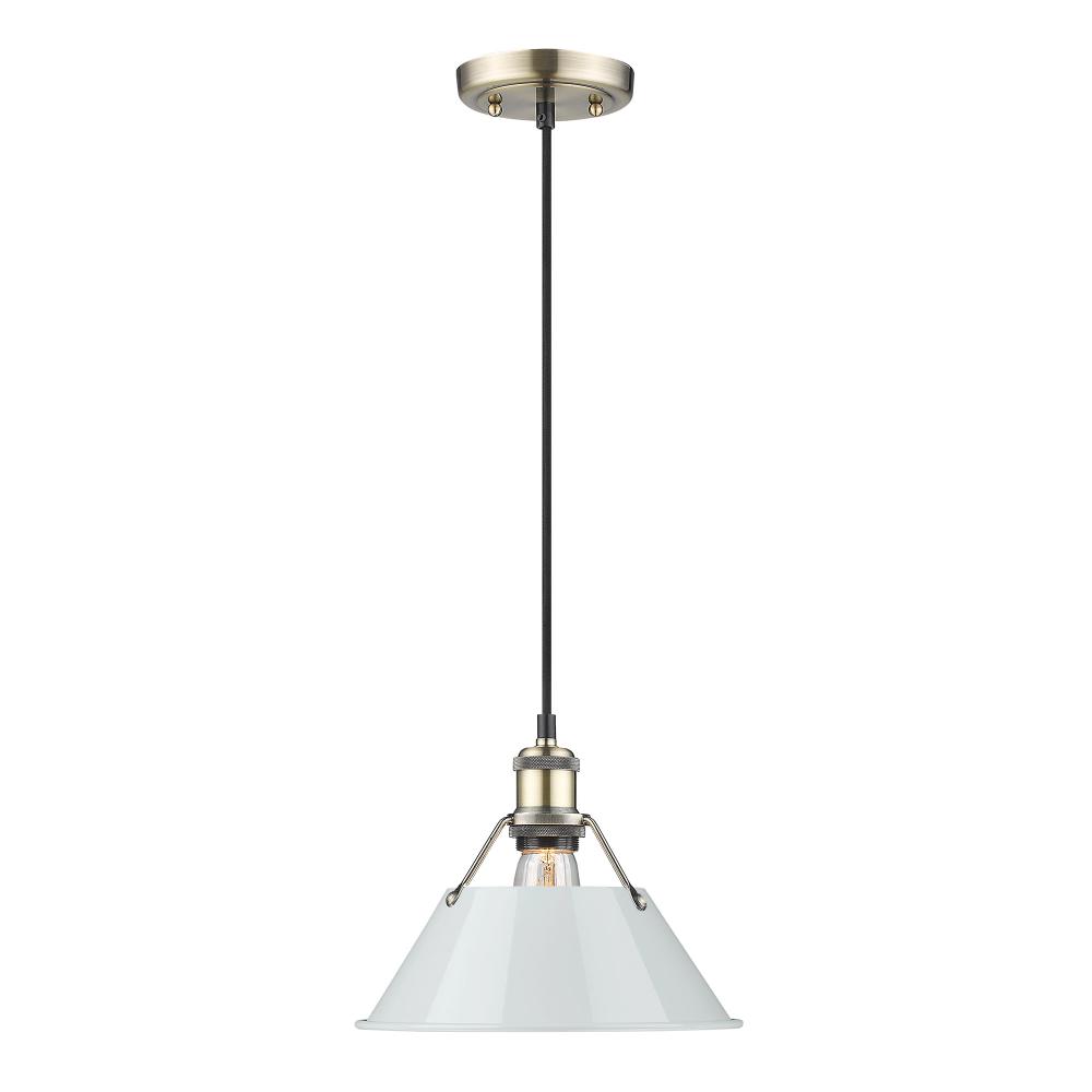 Orwell AB Medium Pendant - 10" in Aged Brass with Dusky Blue shade