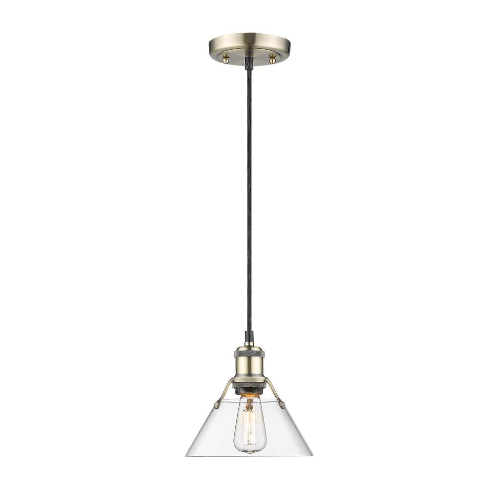 Orwell AB Small Pendant - 7" in Aged Brass with Clear Glass