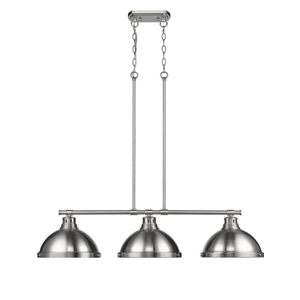 Duncan 3-Light Linear Pendant in Pewter with Pewter