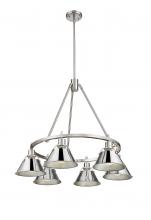 Golden 3306-6 PW-CH - Orwell PW 6 Light Chandelier in Pewter with Chrome shades