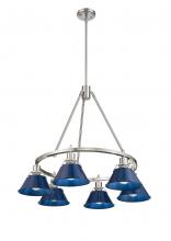 Golden 3306-6 PW-NVY - Orwell PW 6 Light Chandelier in Pewter with Matte Navy shades