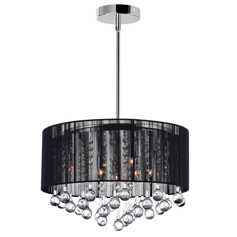 Water Drop 6 Light Drum Shade Chandelier With Chrome Finish