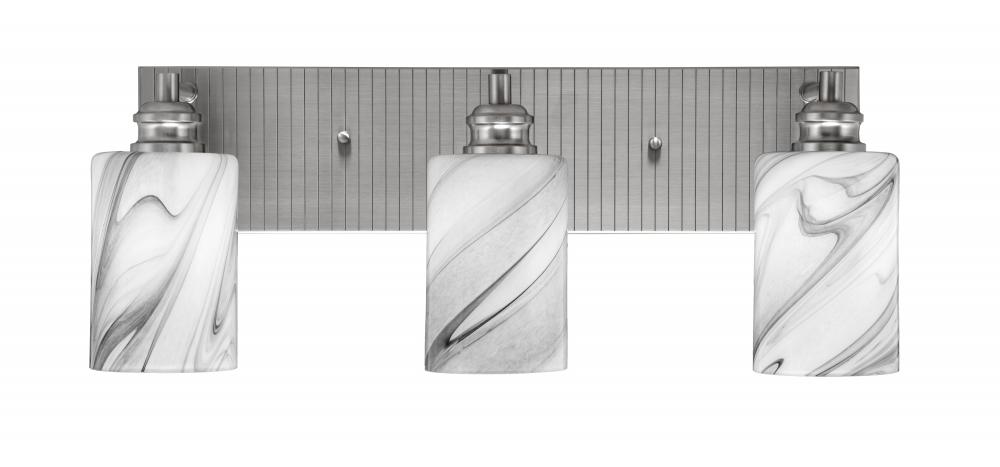 Edge 3 Light Bath Bar, Brushed Nickel Finish, 4" Onyx Swirl Glass