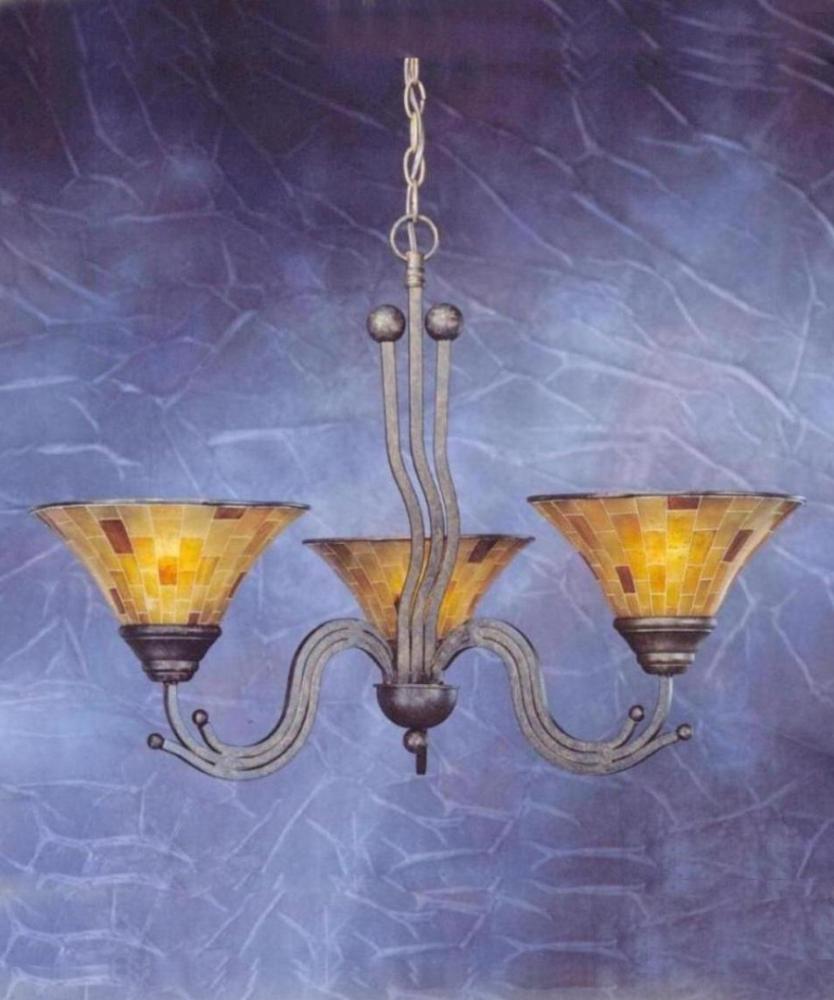 Three Light Bronze Penshell Resin Shade Up Chandelier