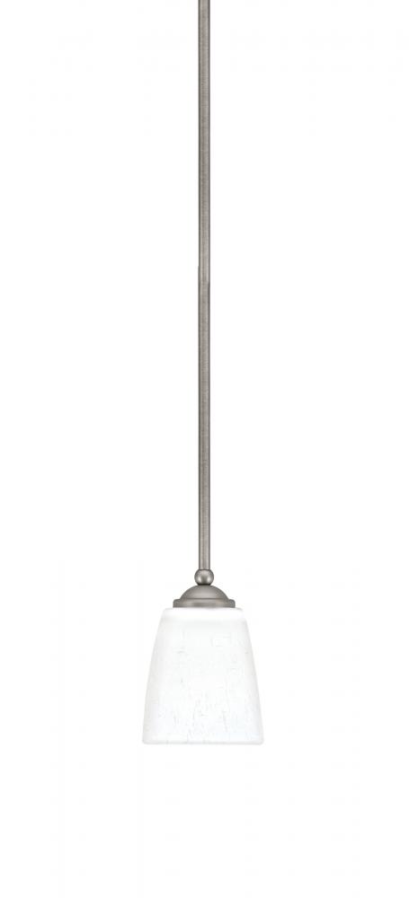 Zilo Stem Mini Pendant, Graphite Finish, 4.5" Square White Muslin Glass