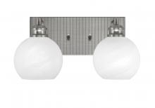 Toltec Company 1162-BN-4101 - Edge 2 Light Bath Bar, Brushed Nickel Finish, 5.75" White Marble Glass