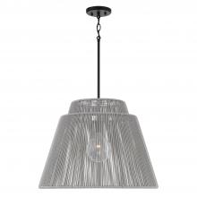 Capital 956311EK - 1-Light Indoor Outdoor Pendant in Matte Black and Hand-wrapped Grey Resin Rope