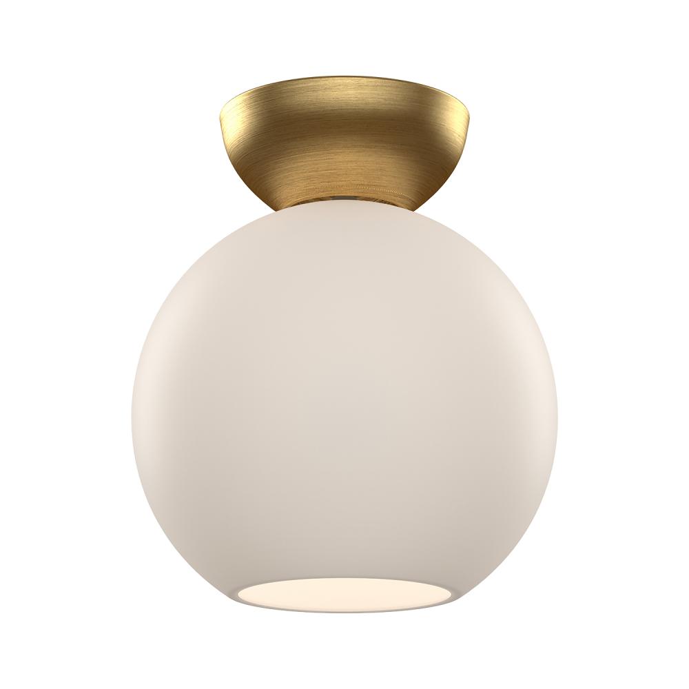 Arcadia 8-in Brushed Gold/Opal Glass 1 Light Semi Flush Mount