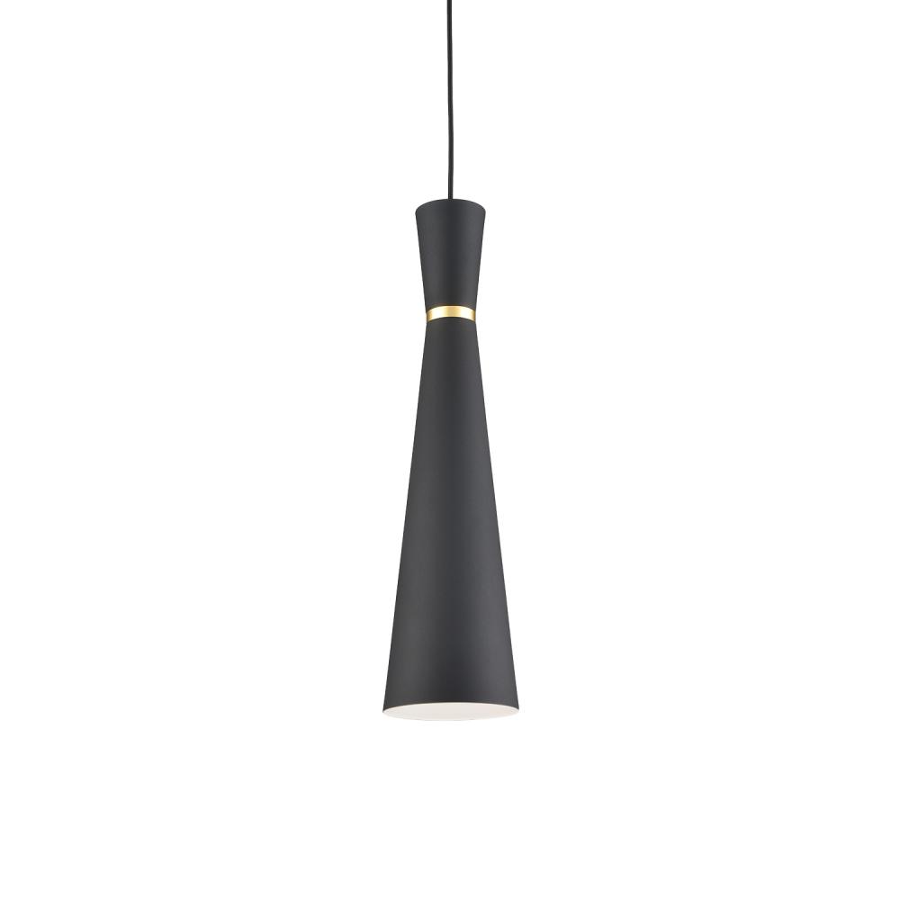 Vanderbilt 6-in Black With Gold Detail 1 Light Pendant