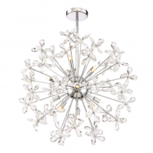  CD10206-12-CH - 12-Light Floral Crystal Pedal Sputnik Chrome Pendant Light