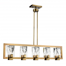  CD10344-5-AGB - 5-Light 46" Sleek Linear Aged Brass Crystal Chandelier