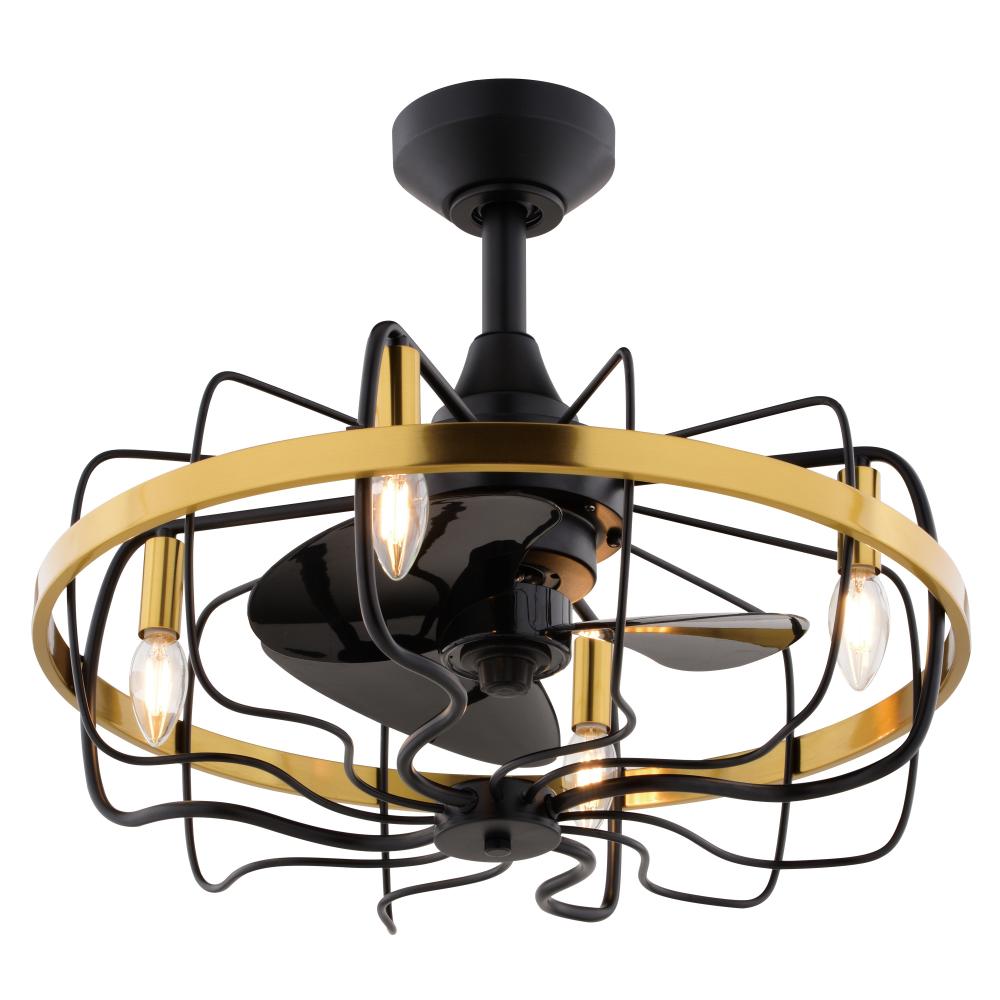 Kenton 21-in Ceiling Fan Black and Satin Brass