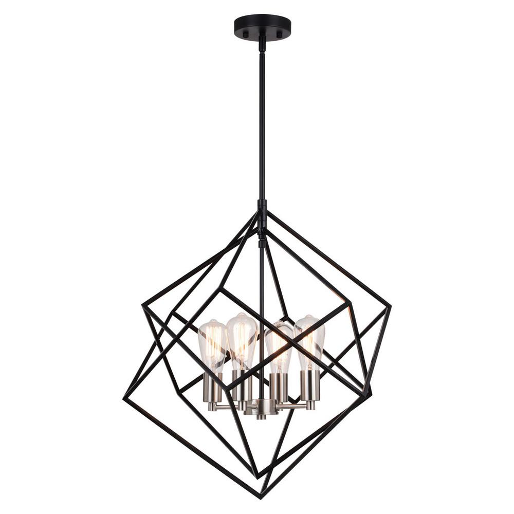 Rad 23.5-in. 4 Light Pendant Black and Satin Nickel