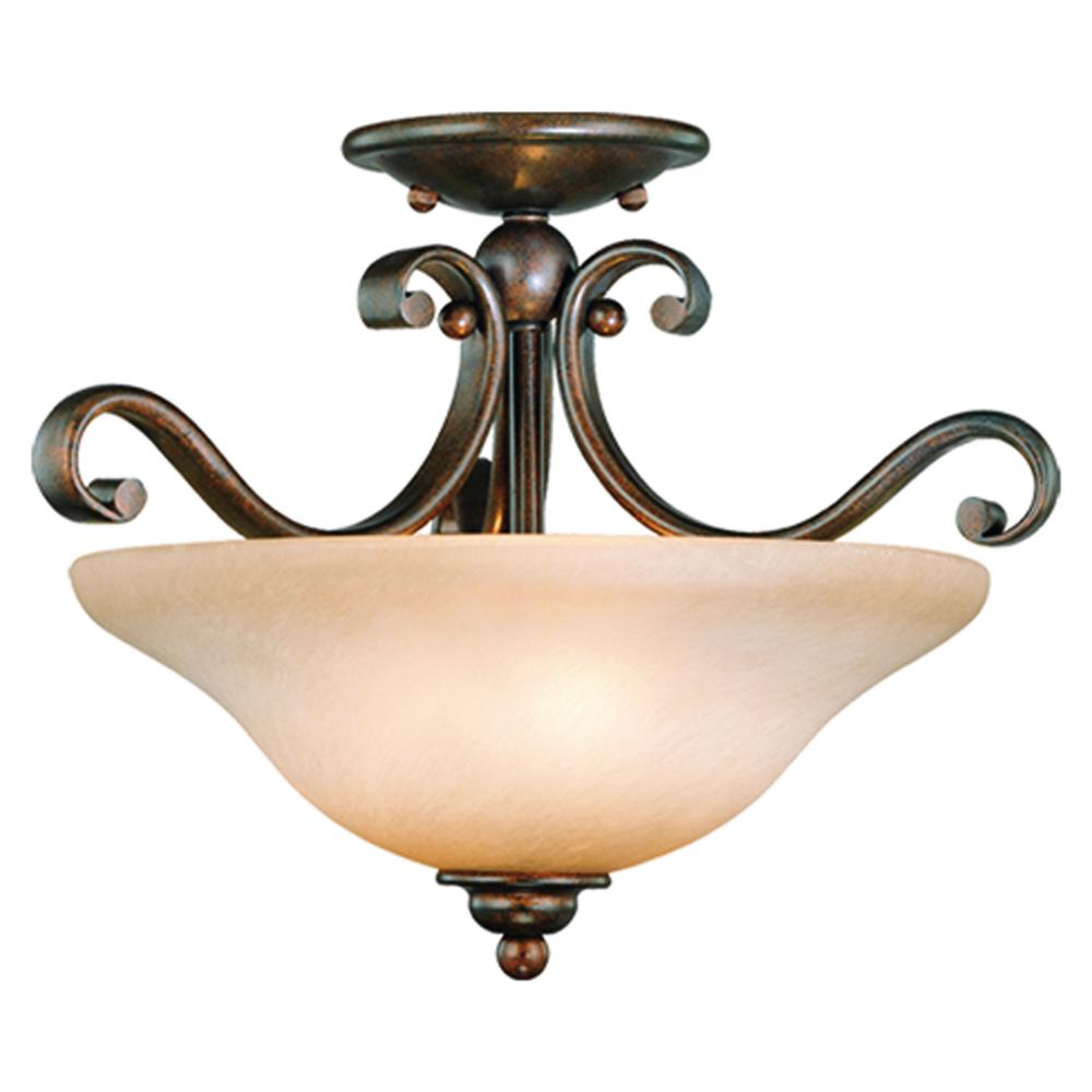 Monrovia 17-in Semi Flush Ceiling Light or Pendant (Dual Mount) Royal Bronze