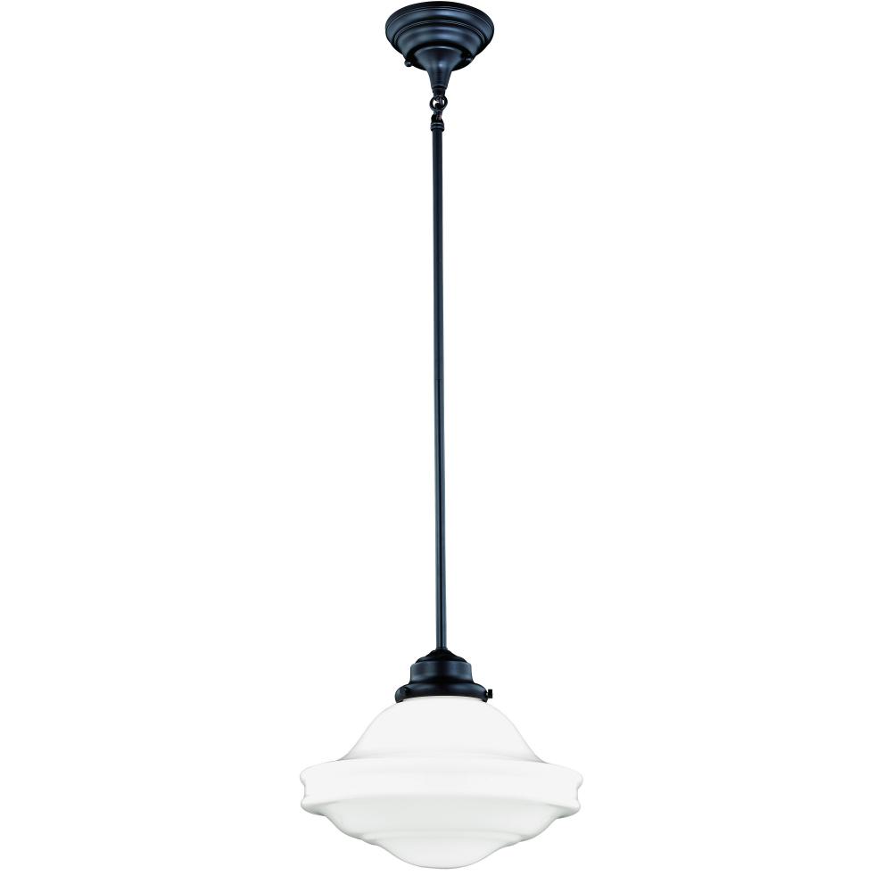 Huntley 12-in Pendant Milk Glass Oil Rubbed Bronze