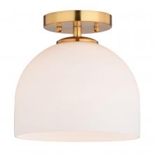 Vaxcel International C0314 - Shelby 9.25-in. W 1 Light Semi-Flush Mount Natural Brass