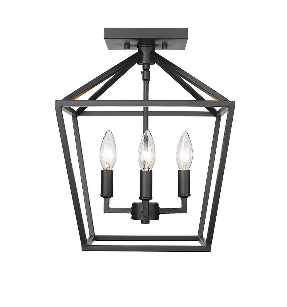 4-Light Semi-Flush Ceiling Mount Matte Black