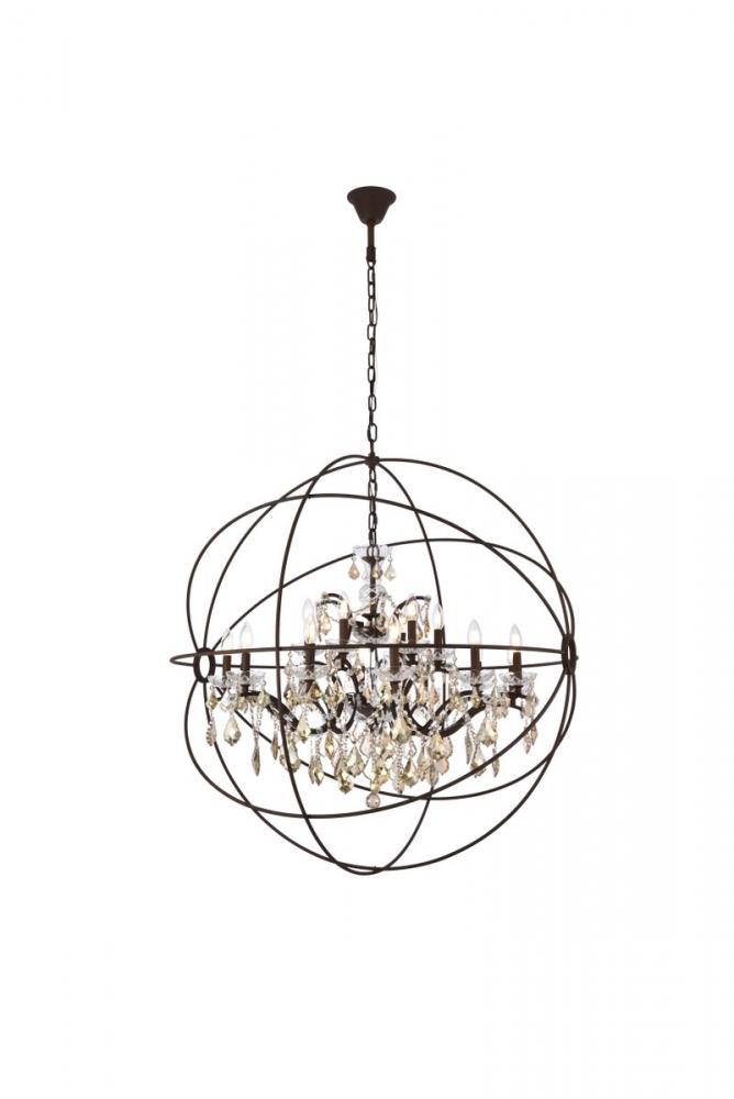 Geneva 18 Light Rustic Intent Chandelier Golden Teak (Smoky) Royal Cut Crystal