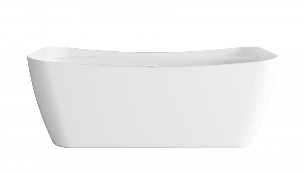 67 inch Soaking Bathtub in Glossy White with Polished White Trim