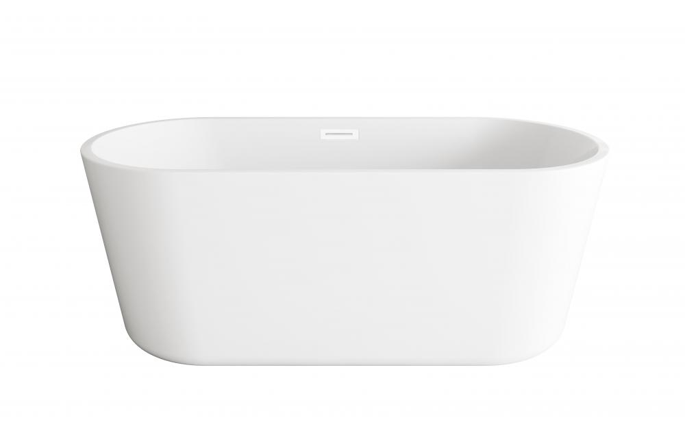 59 inch Soaking Bathtub in Glossy White with Polished White Trim