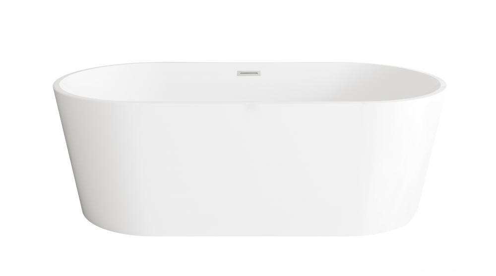 67 inch Bathtub in Glossy White with Brushed Nickel Trim