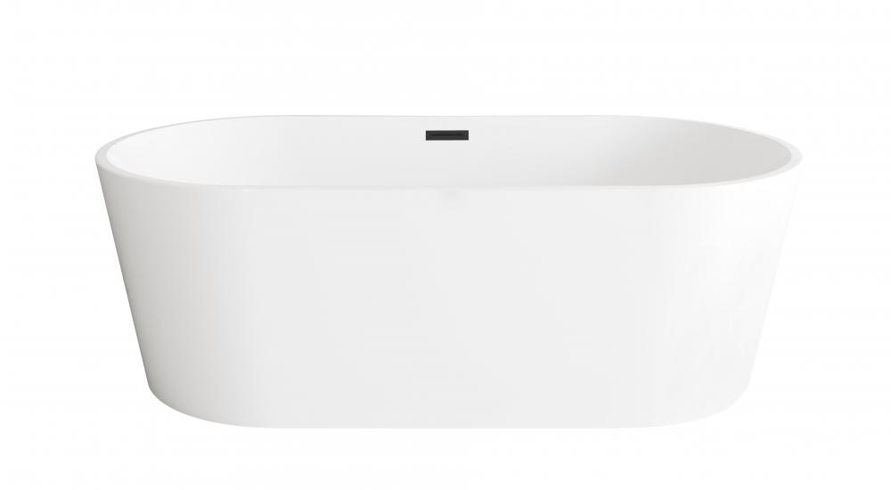 67 inch Bathtub in Glossy White with Matte Black Trim